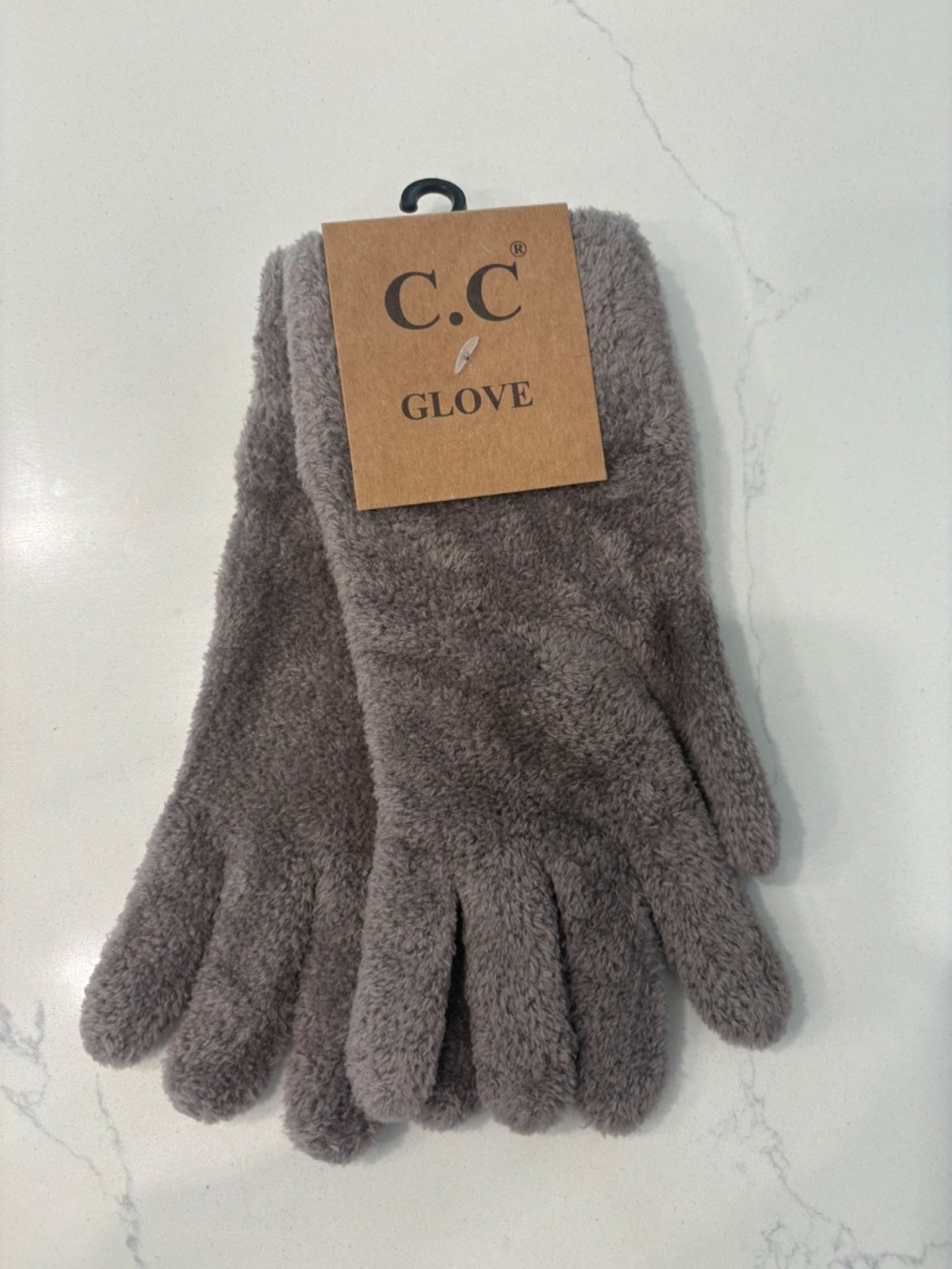 CC Light Melange Grey  Plush Chenille Gloves